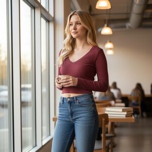 Maroon top